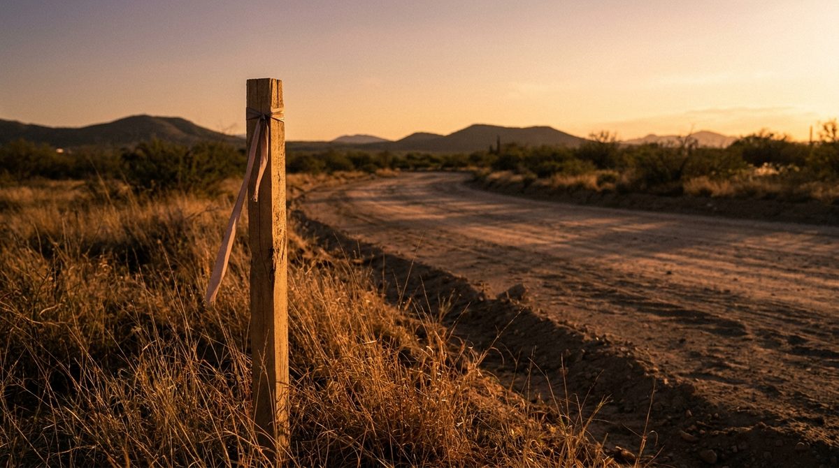 Lote vacío con estaca de deslinde, listo para venderse